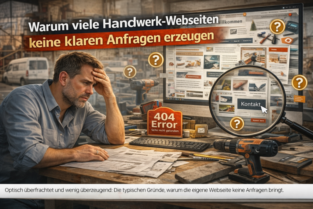 Handwerksunternehmer unter Druck im Büro trotz voller Auftragsbücher und fehlender interner Prozesse