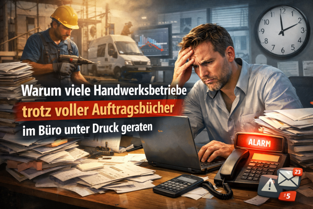 Handwerksbetrieb mit voller Auftragslage, aber überlastetem Büro durch fehlende Organisation und steigende Verwaltungsarbeit